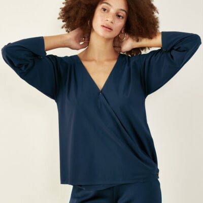 Women ADAY Tops & Blouses | That’S A Wrap Top Navy