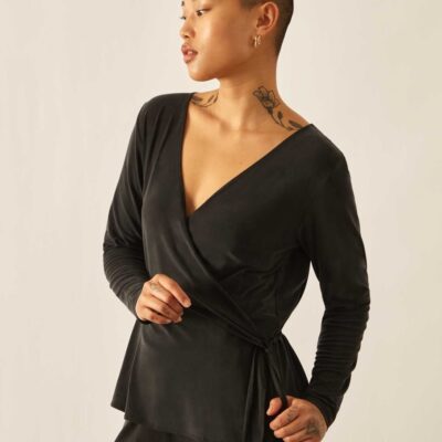 Women ADAY Tops & Blouses | Up To Par Wrap Top Black