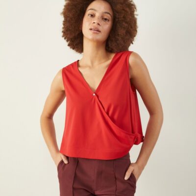 Women ADAY Tops & Blouses | Twist + Chill Wrap Top Chili